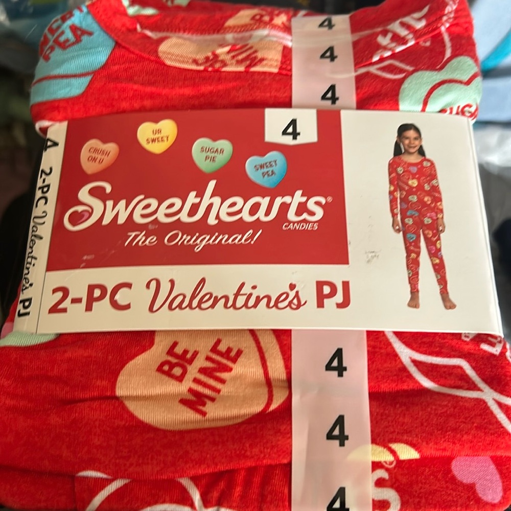 NWT Sz 4 Sweethearts Valentine's Pajama Set - Red